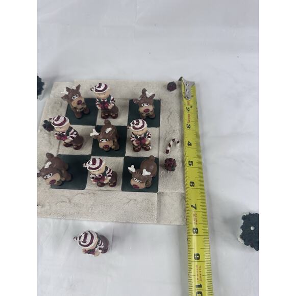 Christmas Tic-Tac-Toe Set Elves Reindeer Games Decor Resin - Picture 9 of 9